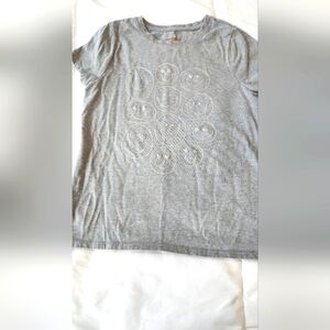 Girls Grey Smiley face tshirt